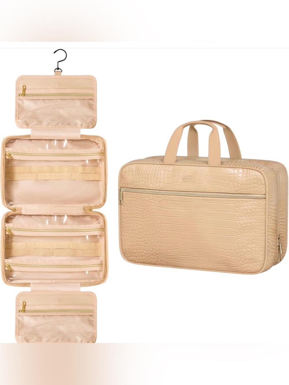 Croc-Embossed Beige Travel Tote-NWT